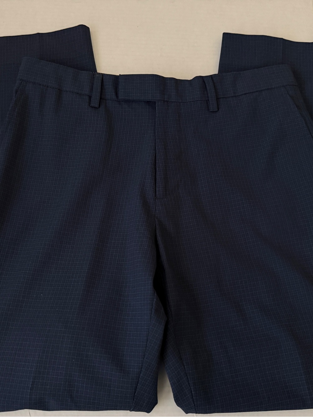 Banana Republic Blue Plaid Pants Slim Fit Flat Front Slacks Men's Size 30" x 29"